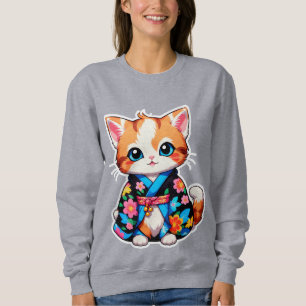 Anbetungswürdiges Kawaii-Kätzchen im farbenfrohen  Sweatshirt
