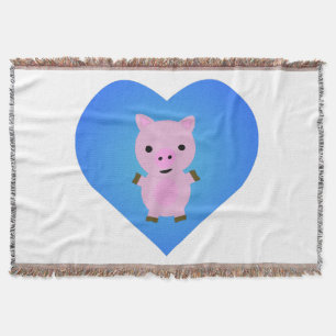 Anbetungswürdiges Schwein mit einem blauen Herzen Decke