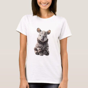 Anbetungswürdiges Tapir-Baby in braun-weißer Stric T-Shirt