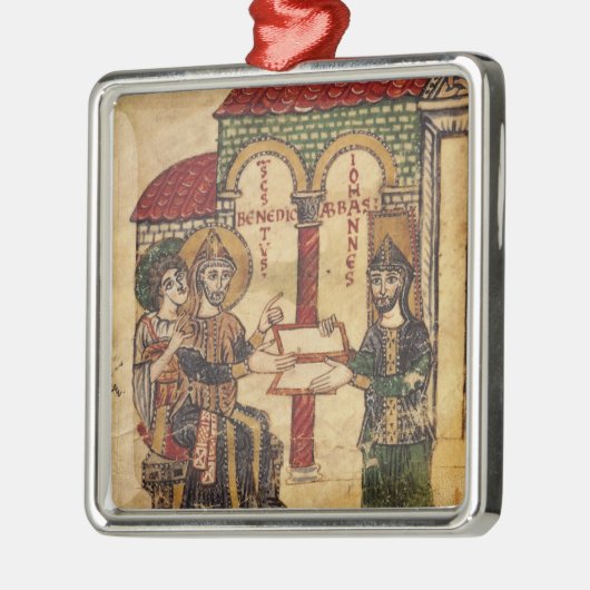 Anbietenmanuskript Benedict Abt-Johns Ornament Aus Metall (Links)