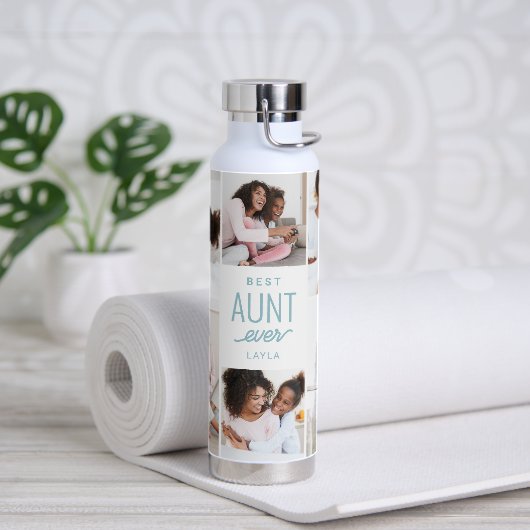 Anbringen der farblosen Flasche mit farbigem Wasse (Yoga)