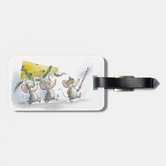 Anbringen des Gepäckstückes von Weihnachtskäse Gepäckanhänger (Rückseite horizontal)