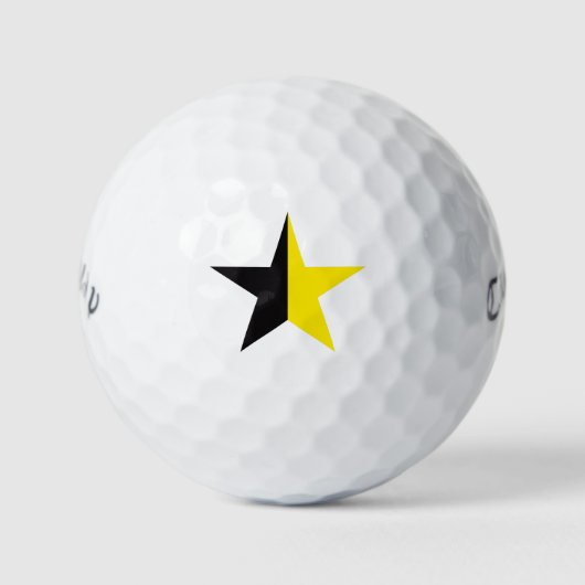 Ancap Star Anarchocapitalismus gelbe und schwarze  Golfball (Vorderseite)