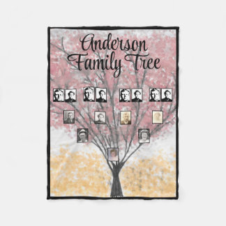 Ancestor Fotos Aquarellfarben Roter Leaf Familienb Fleecedecke