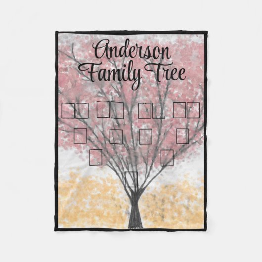 Ancestor Fotos Aquarellfarben Roter Leaf Familienb Fleecedecke (Vorderseite)