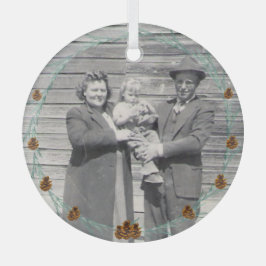 Ancestors Family Foto Pinecones and Boughs Ornament Aus Glas