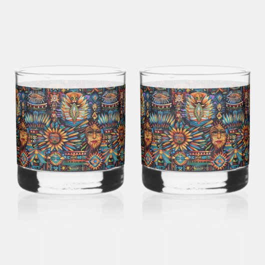 Ancestral Cobalt "Pre-Columbian Tapestry" Rocks Gl Whiskyglas (Rückseite)