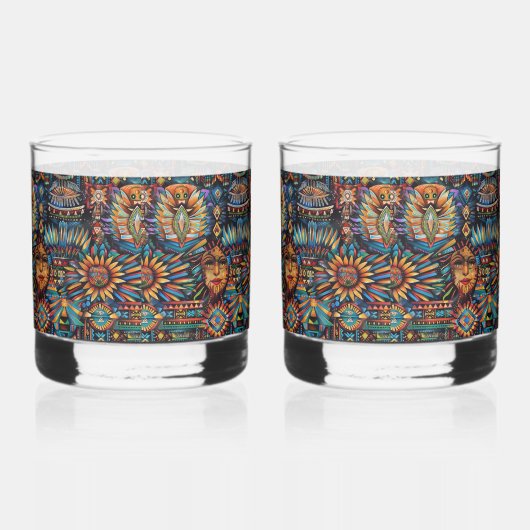 Ancestral Cobalt "Pre-Columbian Tapestry" Rocks Gl Whiskyglas (Rechts)