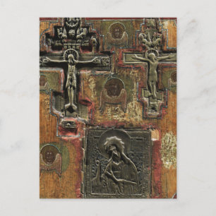 Ancestral-Symbol mit Crucifixes und Elijah Orthodo Postkarte