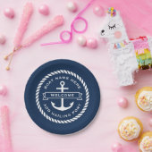 Anchor and rope boat name hailing port welcome pappteller (Party)