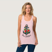 Anchor and Roses Tattoo with your text Tank Top (Vorderseite Vollansicht)