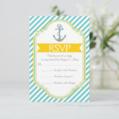 Anchor aqua, gelbe nautische Hochzeit RSVP (Stehend Vorderseite)