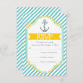 Anchor aqua, gelbe nautische Hochzeit RSVP (Vorne/Hinten)