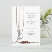 Anchor Away Nautical Wedding  Einladung (Stehend Vorderseite)