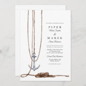 Anchor Away Nautical Wedding  Einladung (Vorne/Hinten)