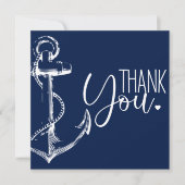 Anchor Baby Dusche Nautical Navy Blue Dankeskarte (Vorderseite)
