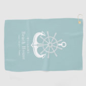 Anchor Beach House Familienname Aquamarin Golfhandtuch (Horizontal)