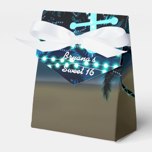 Anchor Beach Lights & Palm Trees Gefälligkeitsboxe Geschenkschachtel (Vorderseite)