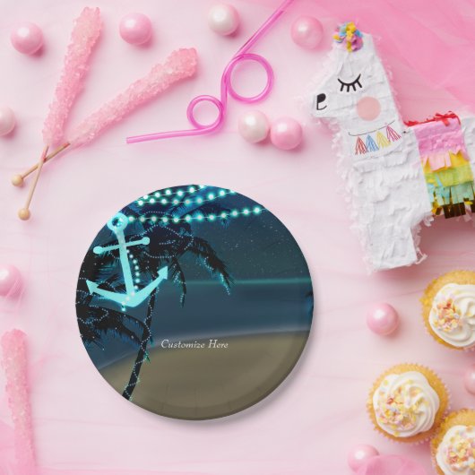 Anchor Beach Lights & Palm Trees Hochzeiten Teller (Party)