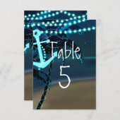 Anchor Beach Palm Tree Wedding Tischnummer Card (Vorne/Hinten)