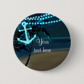 Anchor Beach & Palm Trees Night Light Button Butto (Vorderseite)