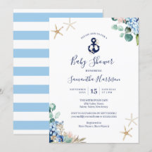 Anchor Blue Beach Nautical Floral Baby Dusche