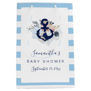 Anchor Blue Beach Nautical Floral Baby Dusche Mittlere Geschenktüte