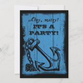 Anchor Blue Birthday Party Einladung (Vorderseite)