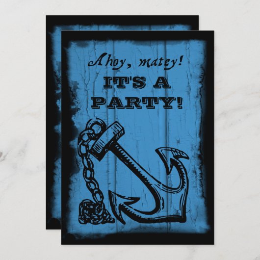 Anchor Blue Birthday Party Einladung (Vorne/Hinten)