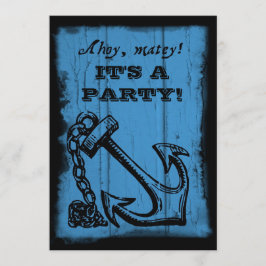Anchor Blue Birthday Party Einladung