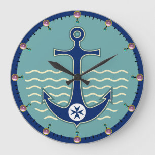 ANCHOR BLUE CORSAIR STYLE ,SEA WAVES IN NAVY BLUE GROßE WANDUHR