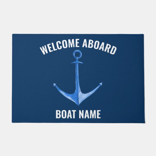 Anchor Blue Rustic Bootname Fußmatte (Vorderseite)