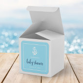 Anchor Blue Script Baby Dusche Quadratischer Aufkleber