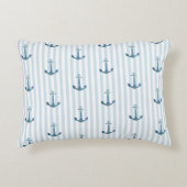 Anchor Blue Stripe Nautical Pillow Dekokissen (Vorderseite)