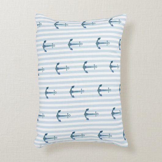 Anchor Blue Stripe Nautical Pillow Dekokissen (Vorderseite(Vertikal))