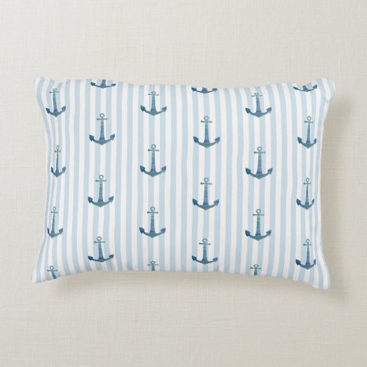 Anchor Blue Stripe Nautical Pillow Dekokissen (Rückseite)