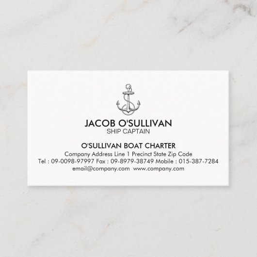 Anchor Boat Charter Fishing Visitenkarte (Vorderseite)