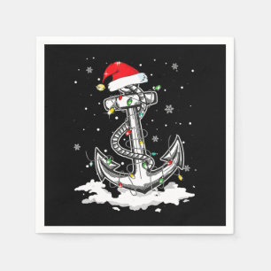 Anchor Boating Sailing Christmas Santa Hat Lights. Serviette