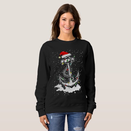 Anchor Boating Segelboot Weihnachtsbaum Lichter Sa Sweatshirt (Vorne ganz)