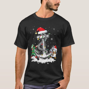 Anchor Bootfahren Weihnachtsangeln Weihnachtsmannm T-Shirt