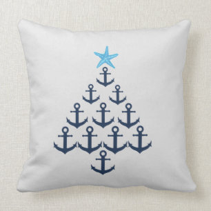 Anchor Christmas Tree Nautical Throw Kissen