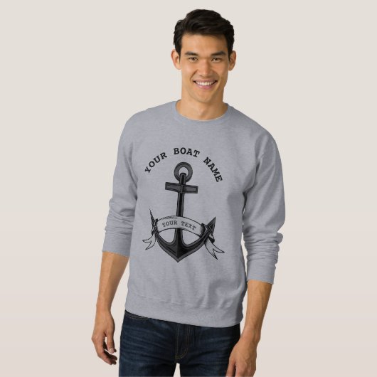 Anchor Custom Nautical Black Gray Mens Sweatshirt (Vorne ganz)