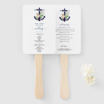Anchor Floral Nautical Summer Wedding Program
