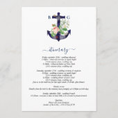 Anchor Floral Nautical Summer Wedding Tour Programm (Rückseite)
