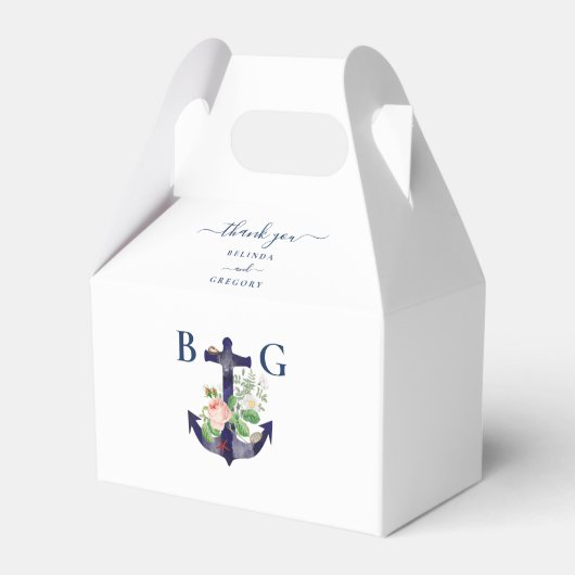 Anchor Floral Nautical Summer Wedge Geschenkschachtel (Vorderseite)