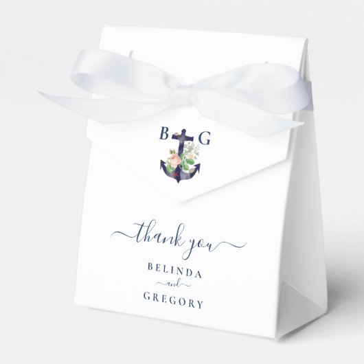 Anchor Floral Nautical Summer Wedge Geschenkschachtel (Vorderseite)