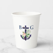 Anchor Floral Nautical Summer Wedge Pappbecher (Vorderseite)