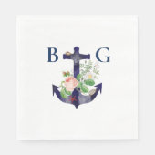 Anchor Floral Nautical Summer Wedge Serviette (Vorderseite)