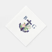 Anchor Floral Nautical Summer Wedge Serviette (Ecke)