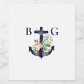 Anchor Floral Nautical Summer Wedge Weinetikett (Einzelnes Label)